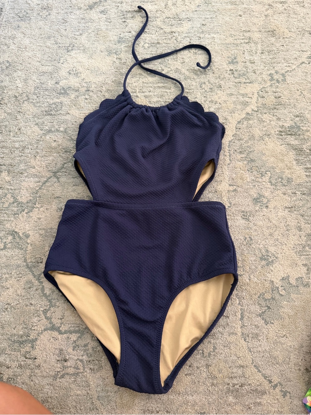 Old Navy Navy Textured Halter One-Piece Swimsuit - Kids
